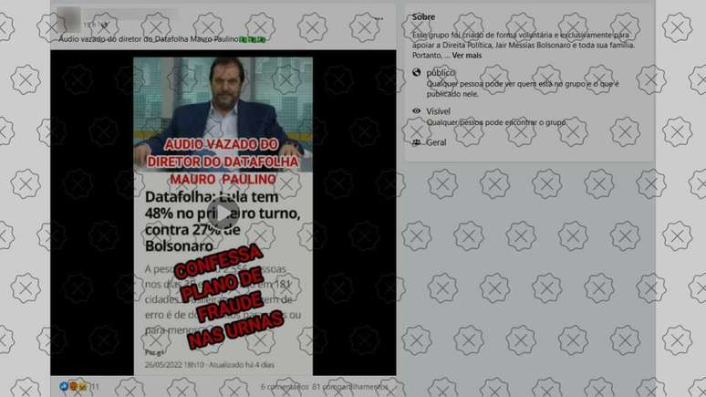 Postagens que atribuem voz de humorista a ex-diretor do Datafolha