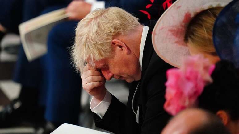 O premi&ecirc; Boris Johnson durante os festejos pelo Jubileu de Platina da rainha Elizabeth 2&ordf;