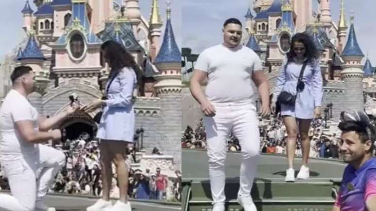 Casal &eacute; interrompido por funcion&aacute;rio da Disney em v&iacute;deo