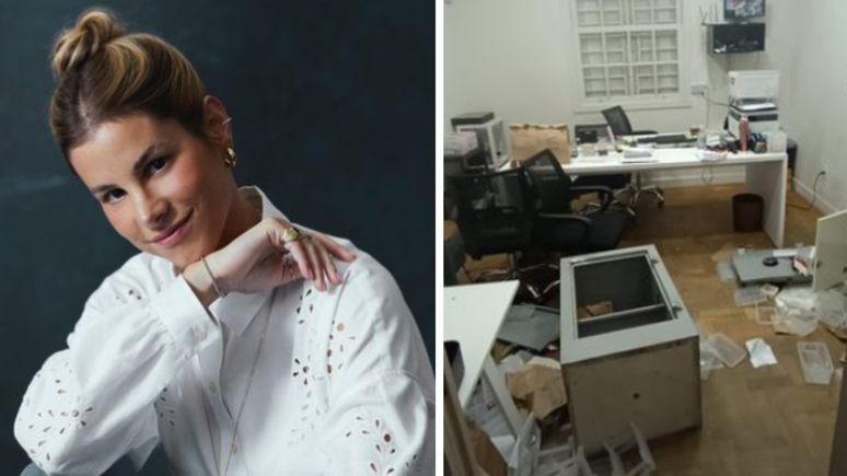 Shantal Verdelho divulgou imagens de seu ateli&ecirc; de joias revirado ap&oacute;s assalto