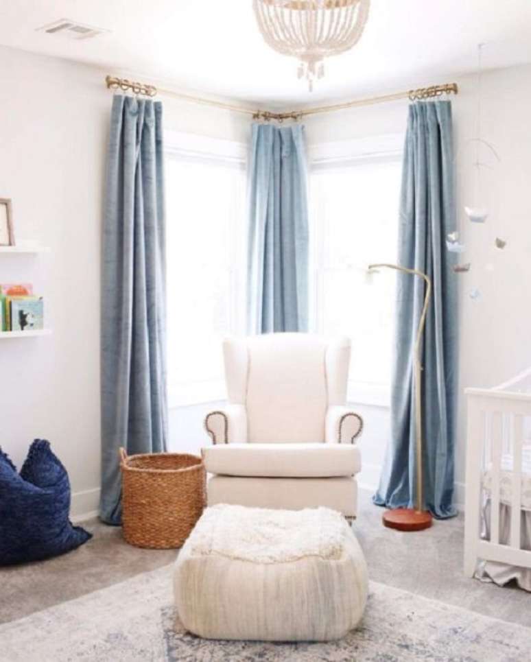 6. Cortina azul para quarto de beb&ecirc; neutra &ndash; Foto Home Hacks