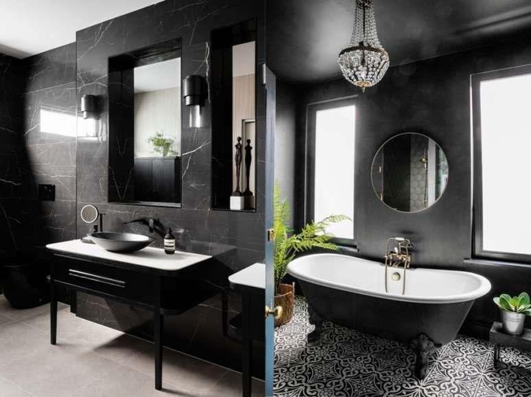 8 banheiros pretos repletos de personalidade e elegância - Casa