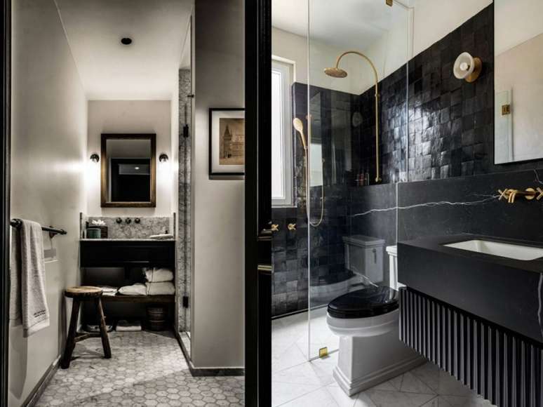 8 banheiros pretos repletos de personalidade e elegância - Casa