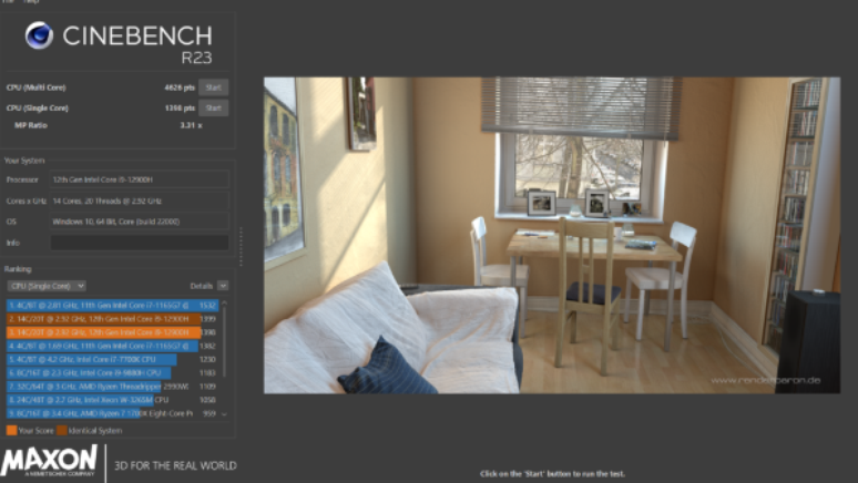 Resultado do benchmark Cinebench (Imagem: Tiago Rodrigues)