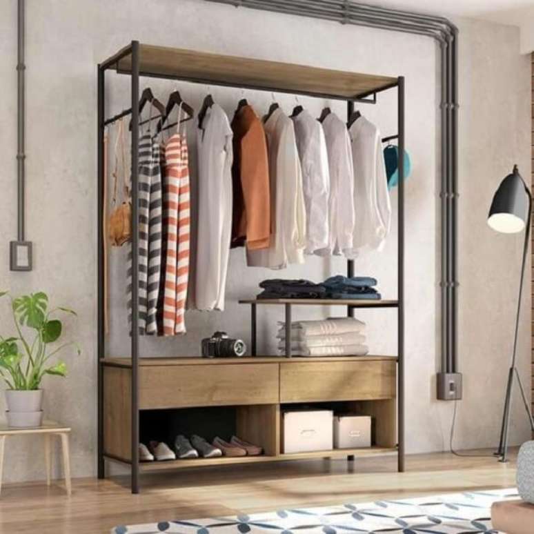 69. Arara de roupas com gaveta e prateleiras &ndash; Foto Submarino