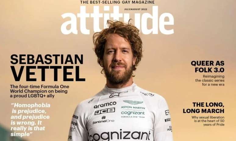 Vettel é capa da Attitude, resvita gay britânica, como um esportista aliado da comunidade LGBTQIA+ 