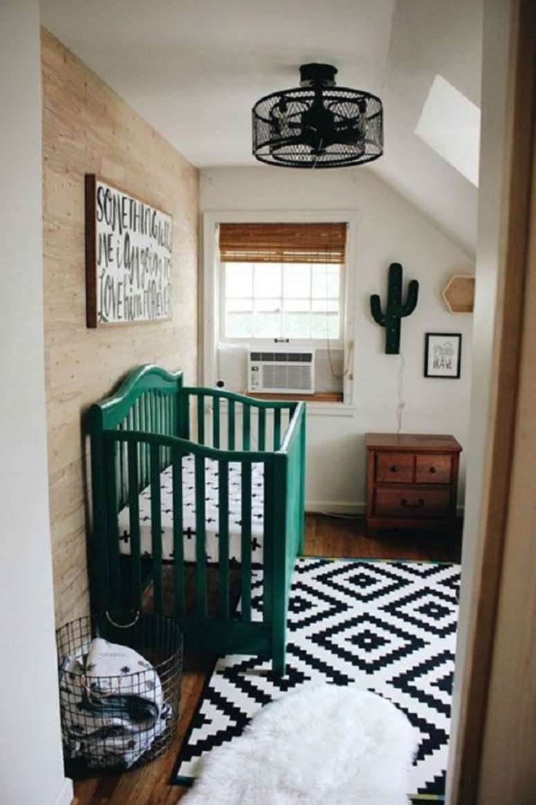 42. Quarto de bebê decorado com cores que combinam com verde – Foto Project Nursery