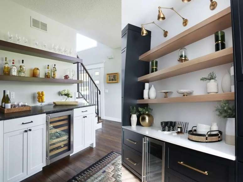 O visual em preto e branco combina perfeitamente com o restante da casa. / Invista em objetos dourados para um toque de eleg&acirc;ncia e glamour.