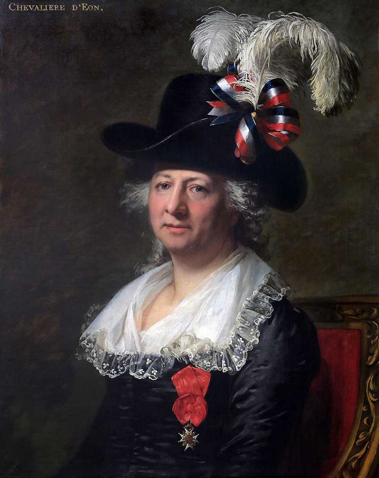 D'Eon em retrato pintado por Jean-Laurent Mosnier (1791)