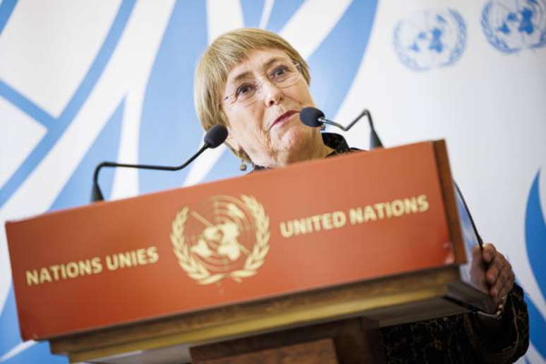 Michele Bachelet durante Conselho de Direitos Humanos da ONU, em Genebra