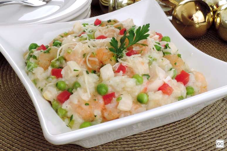 Risoto de camarão com palmito – Foto: Guia da Cozinha