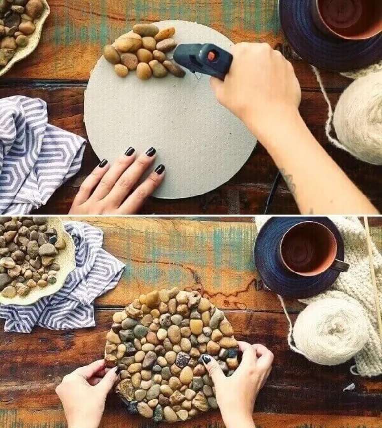 51. Descanso de panela feito com pedras. Fonte: Westwing