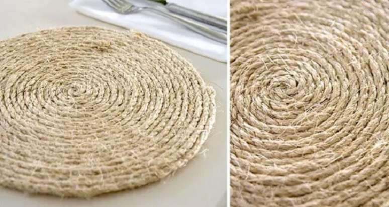 78. Artesanato para cozinha descanso de panela feito com linha de sisal. Fonte: Um Doce Dia