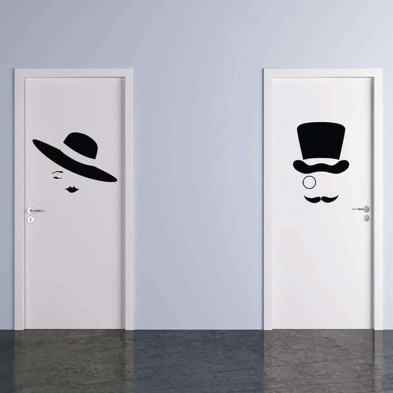 56. Modelo de placa banheiro feminino e masculino &ndash; Foto: Elo7