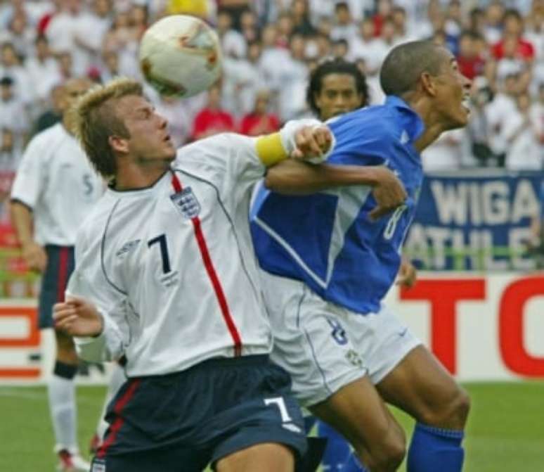 Beckham e o famoso moicano da Copa do Mundo de 2002