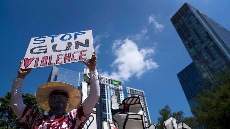 Protesto pedindo controle de armas nos EUA