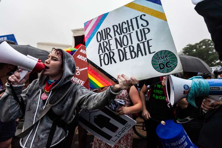 Protesto contra decisão da Suprema Corte que derrubou o aborto legal nos EUA