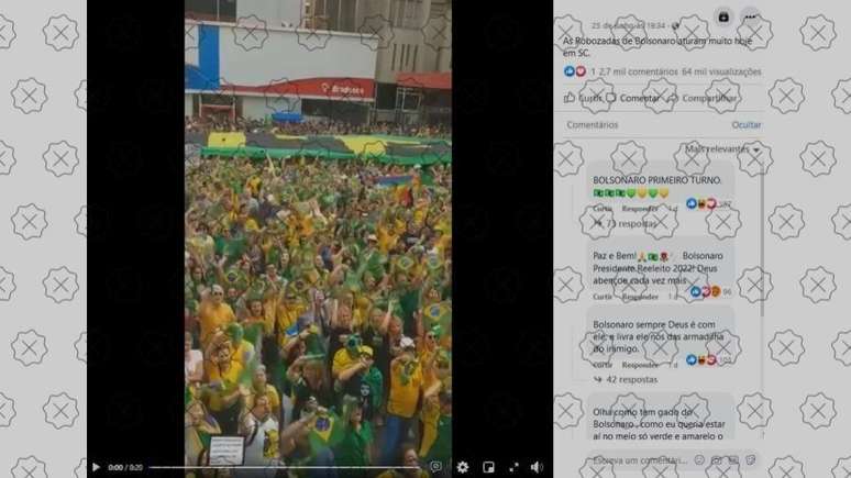 Post usa vídeo antigo gravado em SP como se fosse manifestação bolsonarista recente em SC