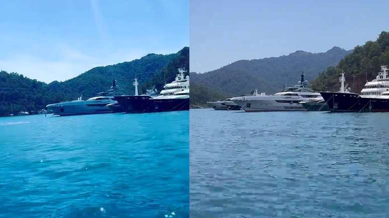 BBC conseguiu imagens nas mídias sociais mostrando Galactica Super Nova no porto turco de Gocek