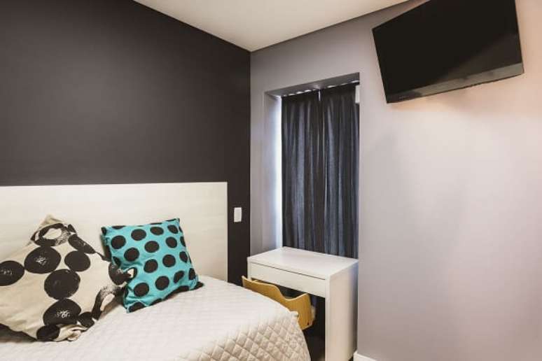 9. Mesa de estudo para quarto com mesa branca pequena &ndash; Foto Estrutural Interiores