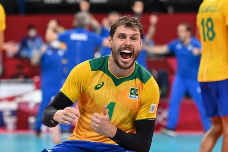 Bruninho em ação pela Seleção Brasileira de vôlei (ANGELA WEISS/AFP)