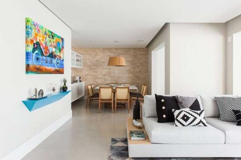 40. Porcelanato para sala em tons claros para sala de estar &ndash; Foto Zai Arquitetura