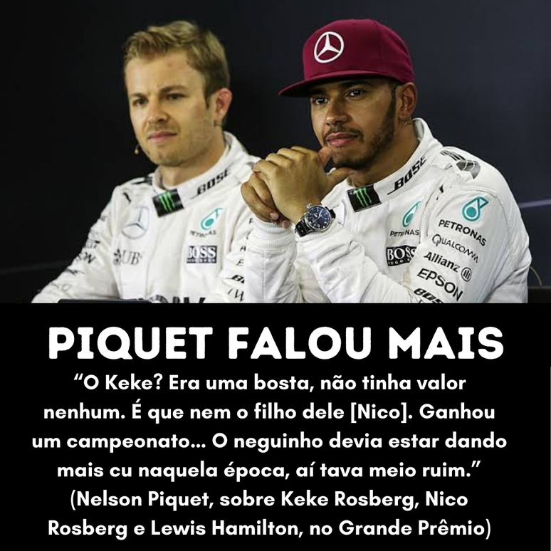 Trecho da entrevista de Piquet no YouTube sobre Rosberg e Hamilton.