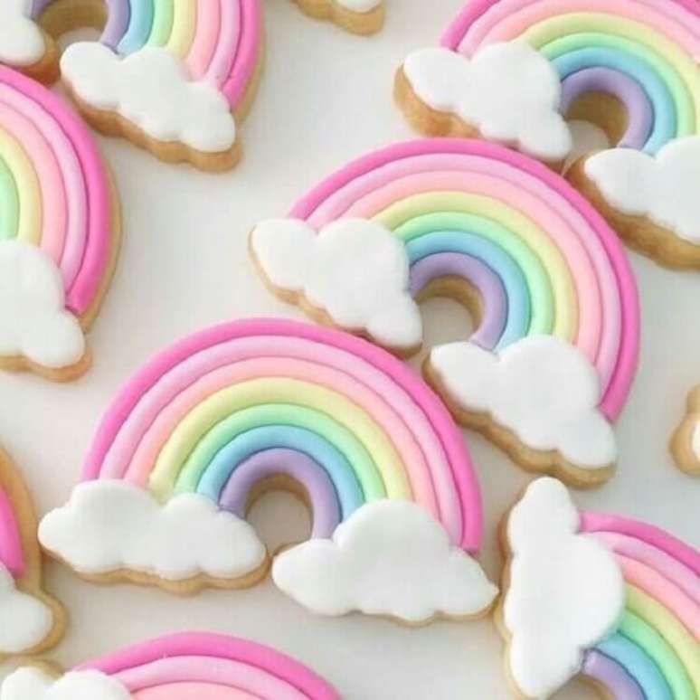 75. Biscoitos amanteigados n&atilde;o podem faltar na decora&ccedil;&atilde;o da festa de chuva de ben&ccedil;&atilde;o. Fonte: Todo Bonito