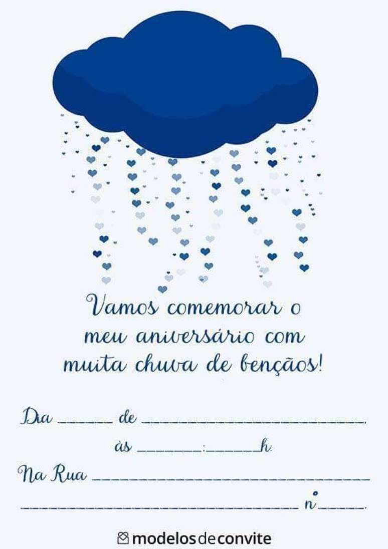 58. Modelo de convite chuva de ben&ccedil;&atilde;o. Fonte: Modelos de Convites