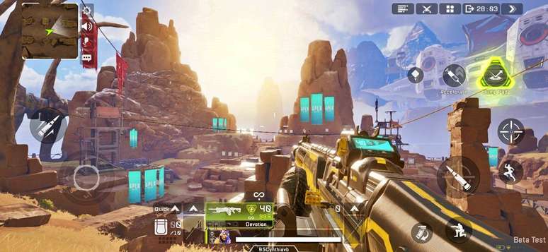 A interface de Apex Legends Mobile é adaptada para smartphones e tablets.