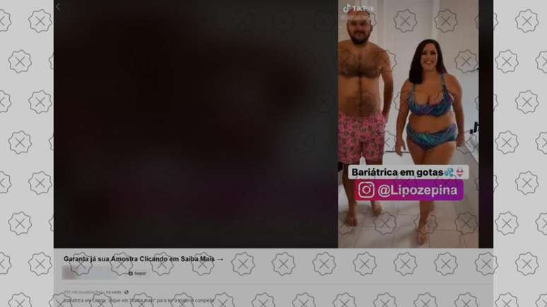 Posts alegam que a influenciadora americana Natasha Pehrson e o marido dela usaram a lipozepina para emagrecer, o que &eacute; falso.
