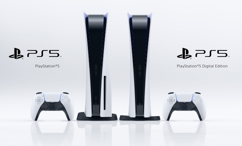 PlayStation 5 possui duas versões distintas: uma com e outra sem leitor de disco (Reprodução/Internet)
