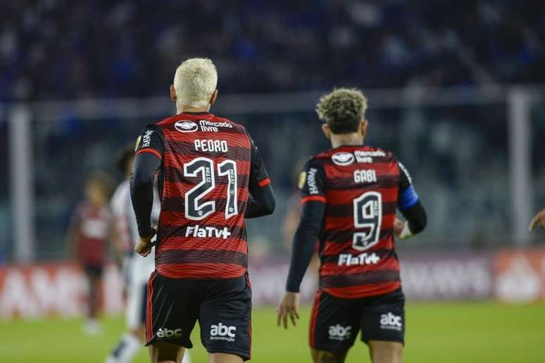 Pedro e Gabi em jogo do Flamengo da Libertadores (Foto: Marcelo Cortes / Flamengo)