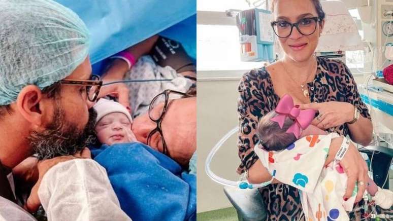 Maria Guilhermina, filha de Leticia e Juliano Cazarr&eacute;, conseguiu mamar pela primeira vez: 'Alegria'.