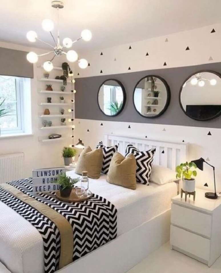 15. Pintar parede com fita decoração personalizada para o quarto de casal. Fonte: Blog Oppa