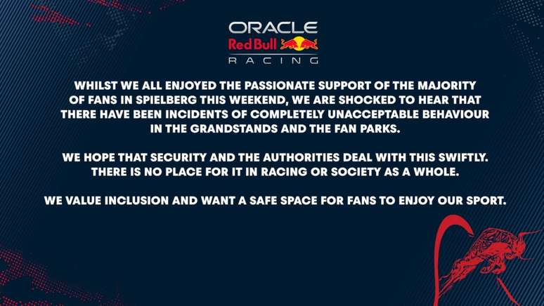 Comunicado oficial da Red Bull 