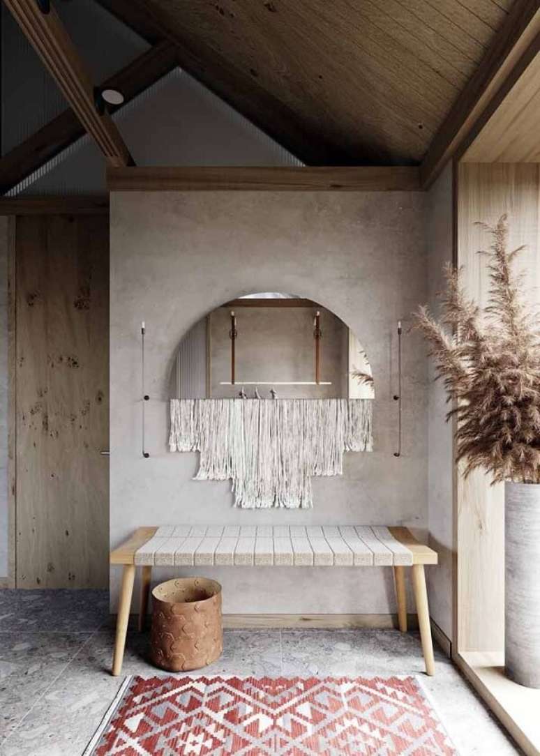 76. Hall de entrada com recamier de madeira. Fonte: Behance