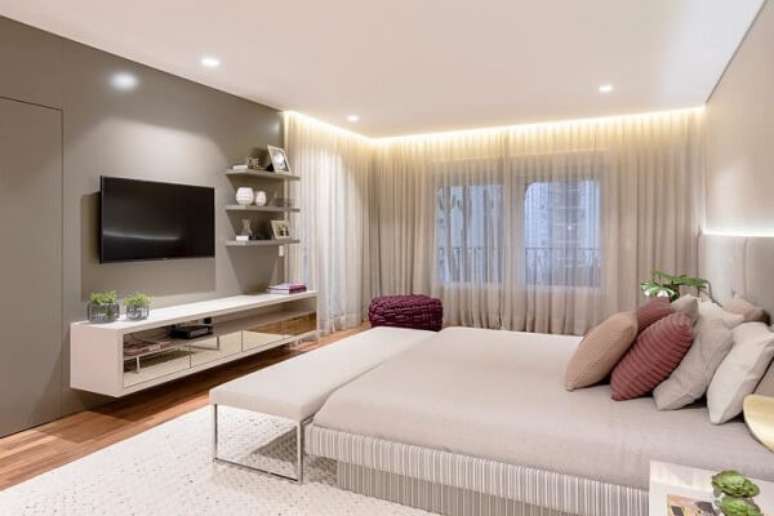 59. Quarto de casal com decora&ccedil;&atilde;o acolhedora. Fonte: Pinterest