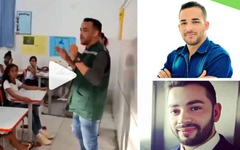 Comparação mostra frame de vídeo e fotos de André Henrique e Guaranho.