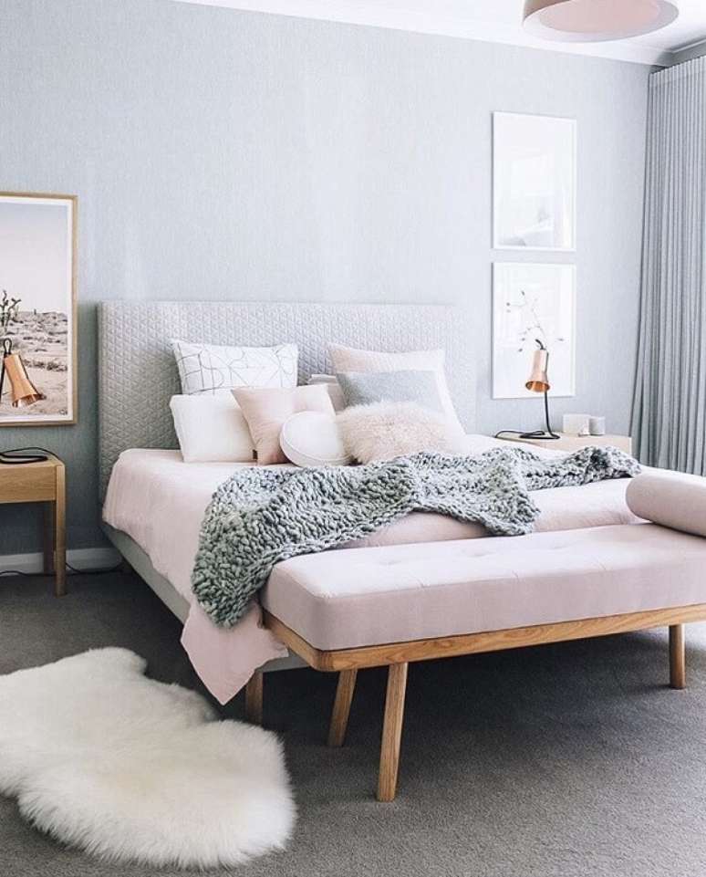 55. Quarto com decora&ccedil;&atilde;o escandinava e m&oacute;veis aconchegantes. Fonte: Pinterest