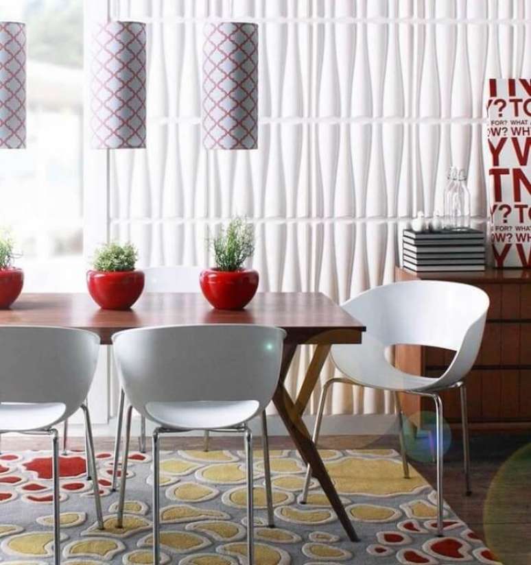 28. Modelo de painel de gesso para sala de jantar. Fonte: Decor F&aacute;cil