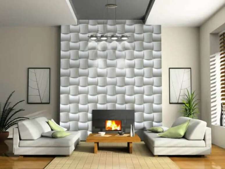 46. Projeto com painel de gesso para sala gigante. Fonte: Houzz