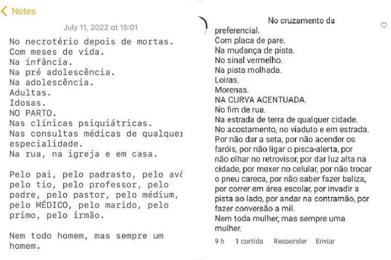 Estudante satirizou texto sobre violência de gênero 