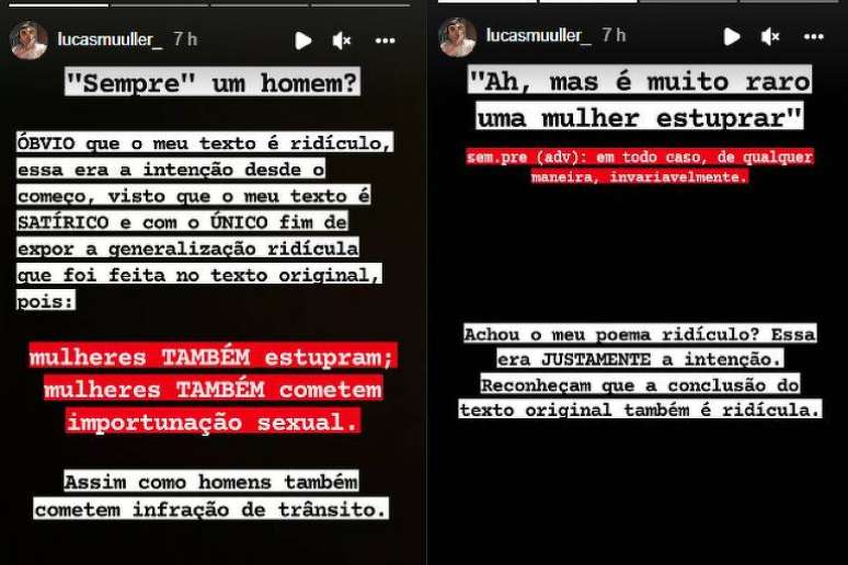 Estudante satirizou texto sobre violência de gênero 