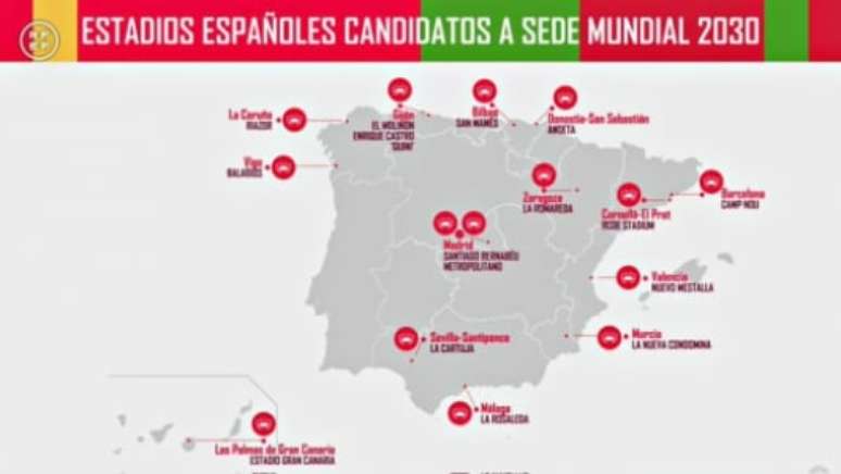 RFEF divulga os estádios candidatos a sede da Copa de 2030 (Divulgação/RFEF)