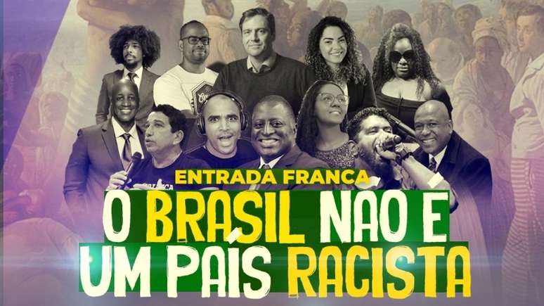 Cartaz de divulgação de evento que nega o racismo no Brasil