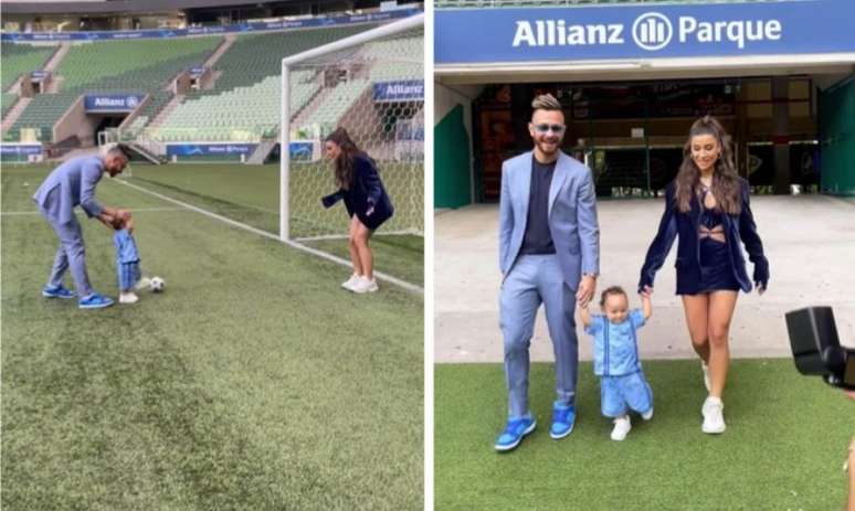 Pais de Cris levaram o menino para bater uma bolinha no gramado (Foto: Reprodução/Instagram)