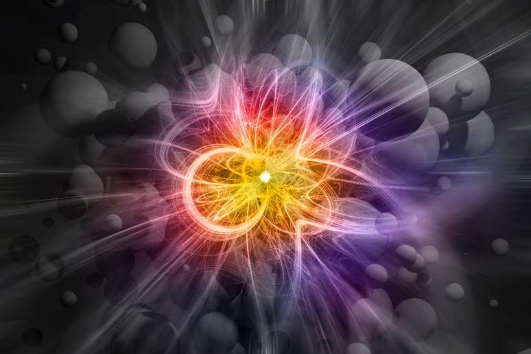 Ilustração de colisão de partículas