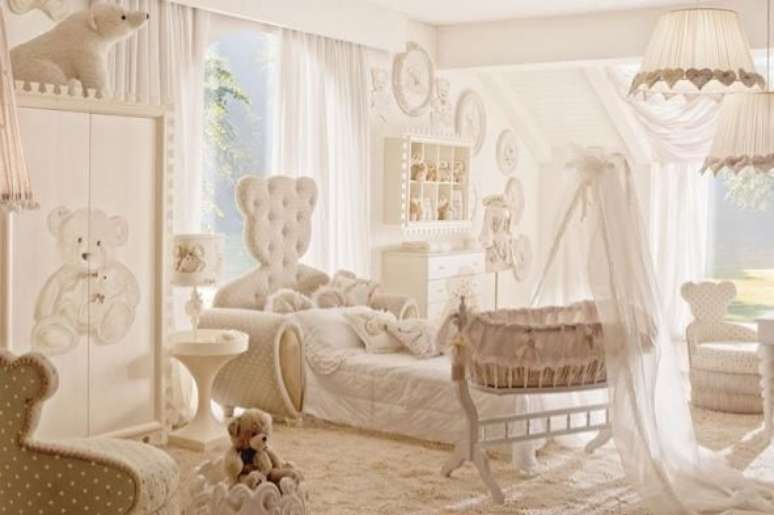 53. Quarto de luxo com decoração de ursos para bebês – Foto: Graziela