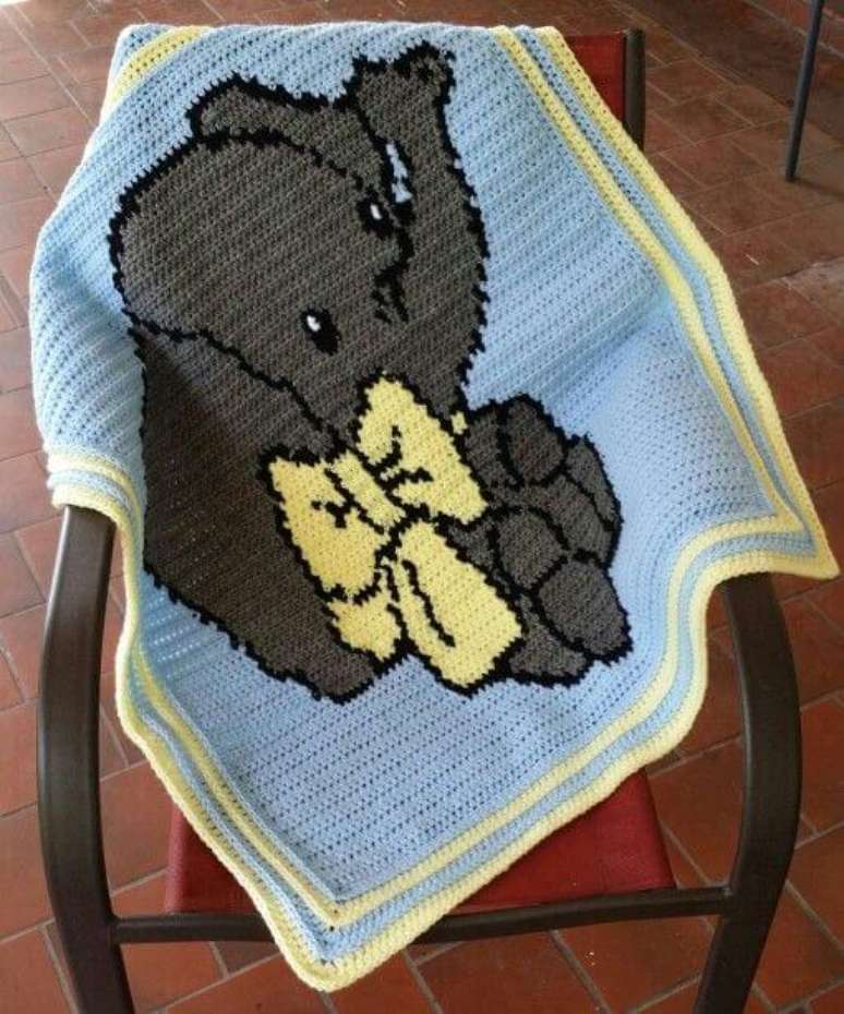 13. At&eacute; desenhos podem estar em uma manta de croch&ecirc;. Foto: Pinterest